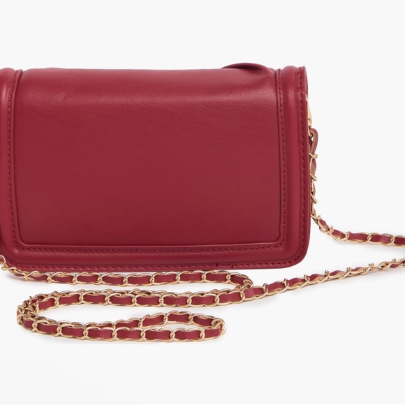 Badgley Mischka Brick Red Pleated Crossbody Bag, NWT - Picture 3 of 9